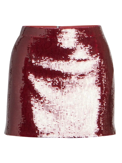 Shop Saint Laurent Women's Sequined Mini Skirt In Rouge
