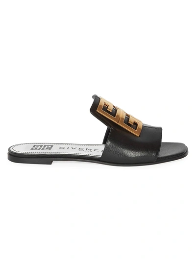 Shop Givenchy 4g Flat Leather Sandals In Black
