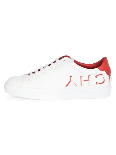 Shop Givenchy Women's Urban Street Logo Leather Sneakers In White Red