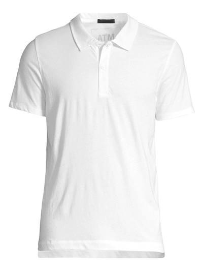Shop Atm Anthony Thomas Melillo Classic-fit Polo In White