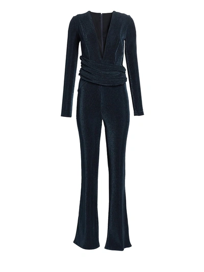Shop Galvan Origami Wrapped Corduroy Jumpsuit In Midnight