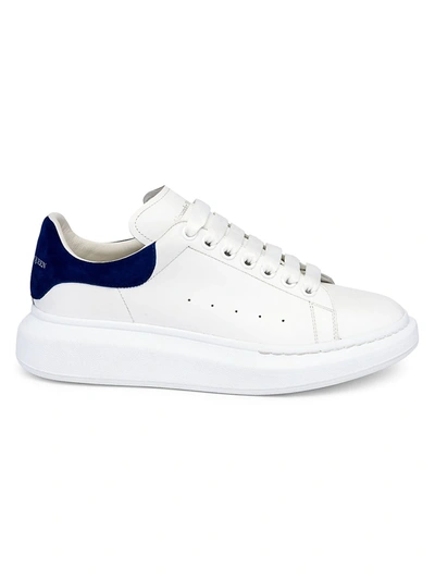 Shop Alexander Mcqueen Men's Oversized Leather Platform Sneakers In White Paris Blue