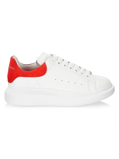 Shop Alexander Mcqueen Men's Oversized Leather Platform Sneakers In White Lust Red