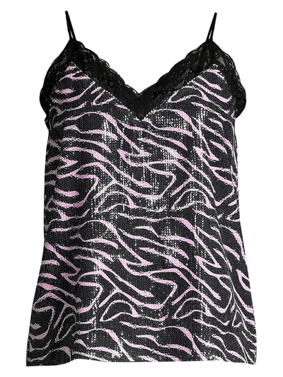 Shop Olivia Rubin Zebra Stripe Sequin Top In Pink
