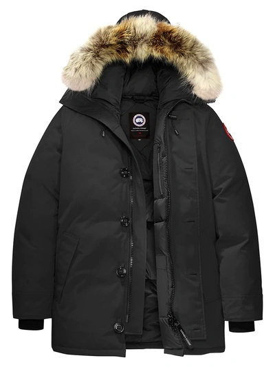 Shop Canada Goose Men's Chateau Coyote Fur-trim Down Parka Fusion Fit In Black