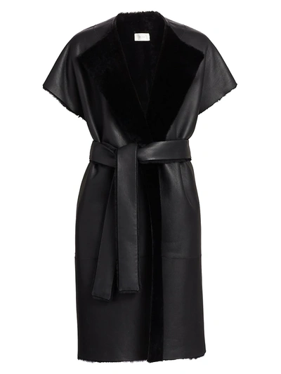 Shop The Row Women's Jill Reversible Shearling Wrap Coat In Black