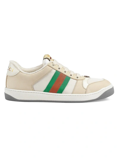 Shop Gucci Women's Clean Screener Sneakers In Mystic White