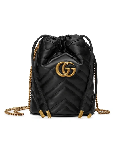 Shop Gucci Women's Gg Marmont Mini Bucket Bag In Black