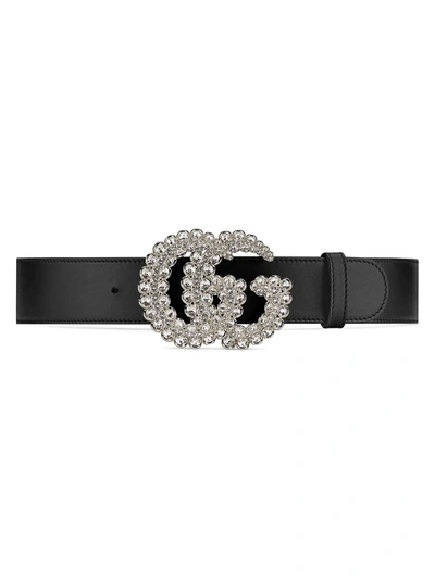 Shop Gucci Women's Gg Marmont Buckle Belt In Black