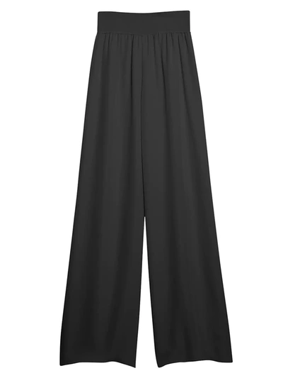 Shop Theory Ribbed Waist Wide Leg Pants In Black