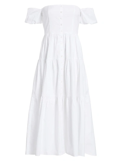 Shop Staud Women's Elio Puff-sleeve Prairie Dress In White