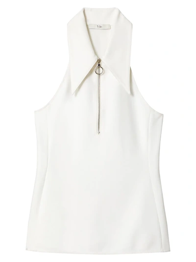 Shop Tibi Women's Sleeveless Structured Crepe Top In White