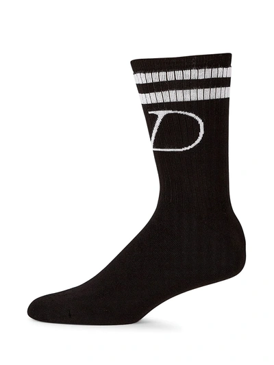 Shop Valentino V Logo Socks In Black White