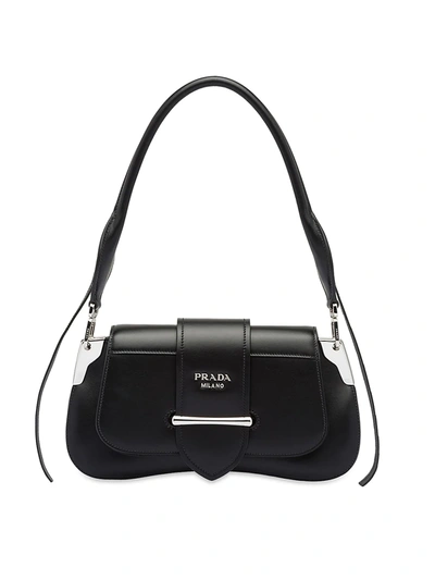 Shop Prada Women's Sidonie Leather Shoulder Bag In Black