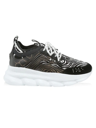 Shop Versace Men's Chain Reaction Sneakers In Black White