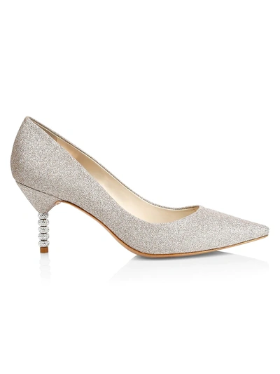 Shop Sophia Webster Coco Embellished-heel Glitter Pumps In Champagne Glitter