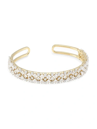 Shop Adriana Orsini Women's Verbena 18k Yellow Gold, Rhodium-plated & Crystal Thin Flexible Cuff Bracelet