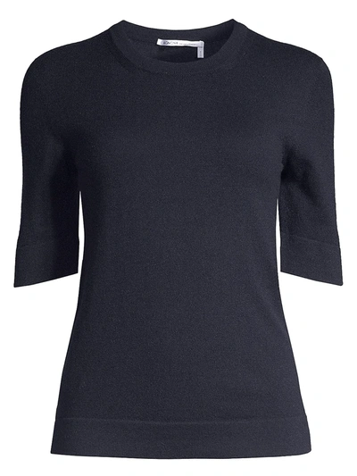 Shop Agnona Cashmere Knit Tee In Navy