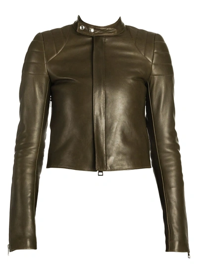 Shop Bottega Veneta Women's Quilted Leather Biker Jacket In Khaki