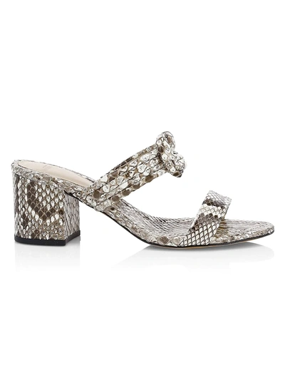 Shop Alexandre Birman Vicky Knotted Python Mules In Natural