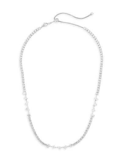 Shop Adriana Orsini Women's Tivoli Rhodium-plated Silver & Cubic Zirconia Adjustable Necklace