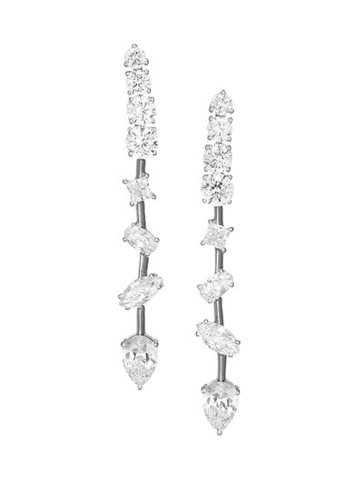Shop Adriana Orsini Rhodium-plated Silver & Cubic Zirconia Tivoli Scatter Linear Earrings