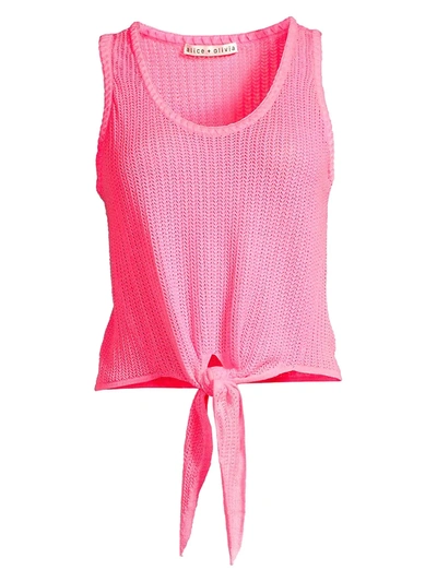 Shop Alice And Olivia Women's Jacinda Tie-front Knit Tank Top In Hot Pink