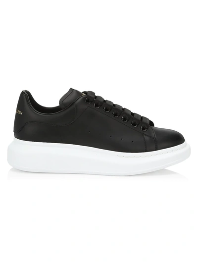 Shop Alexander Mcqueen Men's Oversized Leather Platform Sneakers In Black Black