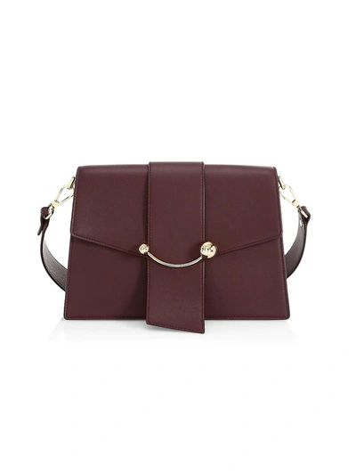 Shop Strathberry Women's Crescent Leather Shoulder Bag In Burgundy