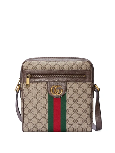 Shop Gucci Ophidia Gg Small Messenger Bag In Beige