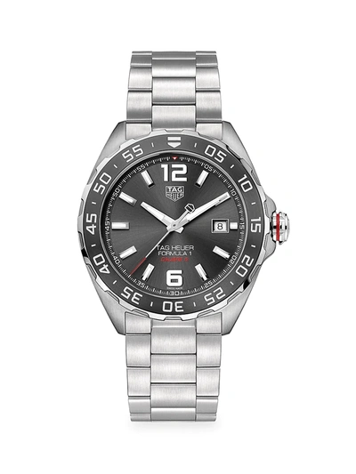 Shop Tag Heuer Women's Formula 1 43mm Stainless Steel & Ceramic Automatic Bracelet Watch In Black