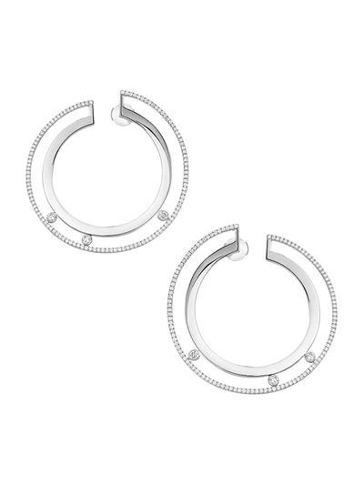 Shop Messika Move Romane 18k White Gold & Diamond Small Hoop Earrings