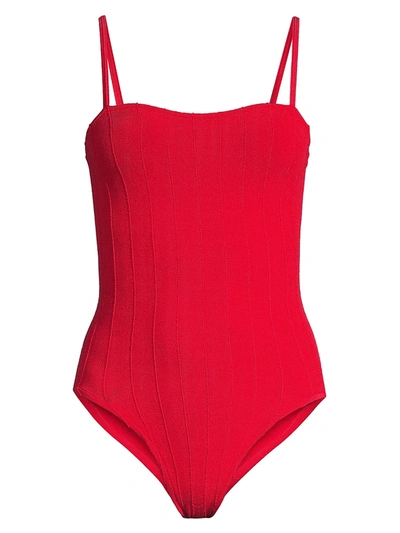 Shop Hunza G Maria Nile One-piece Swimsuit In Red