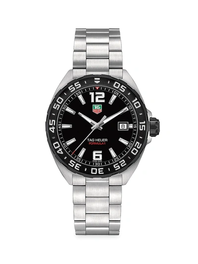 Shop Tag Heuer Formula 1 41mm Stainless Steel Quartz Bracelet Watch In Black