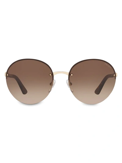 Shop Prada Heritage 61mm Round Sunglasses In Brown