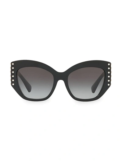 Shop Valentino Individual 54mm Embellished Cat Eye Sunglasses In Black