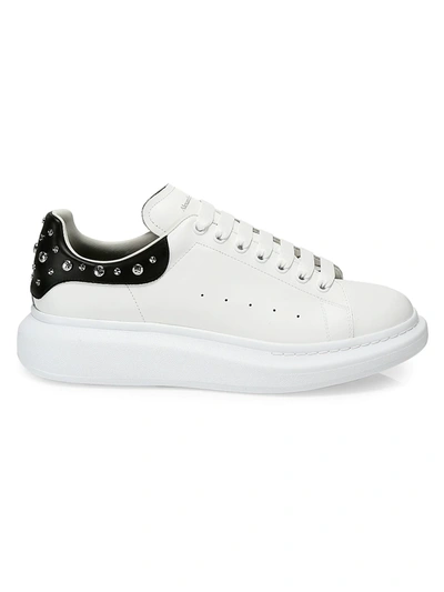 Shop Alexander Mcqueen Oversized Studded Leather Platform Sneakers In White Black