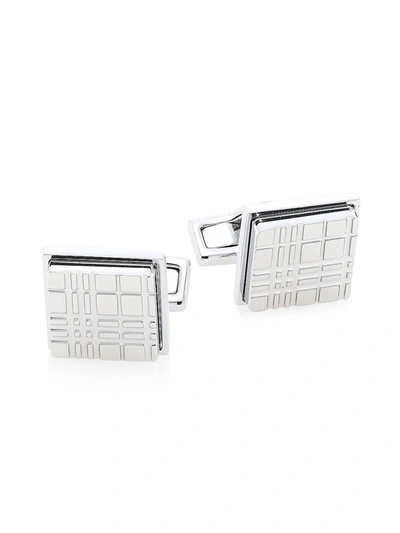 Shop Burberry Square Embossed Check Cufflinks In Silver