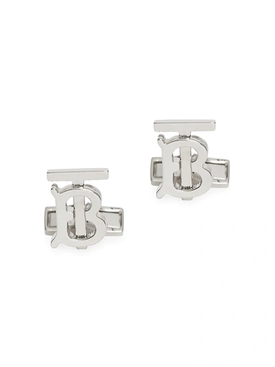 Shop Burberry Men's Tb Thomas  Cufflinks In Silver