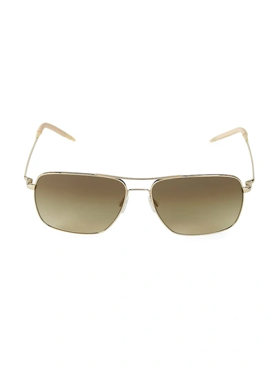 Shop Oliver Peoples Men's Clifton 58mm Aviator Sunglasses In Gold