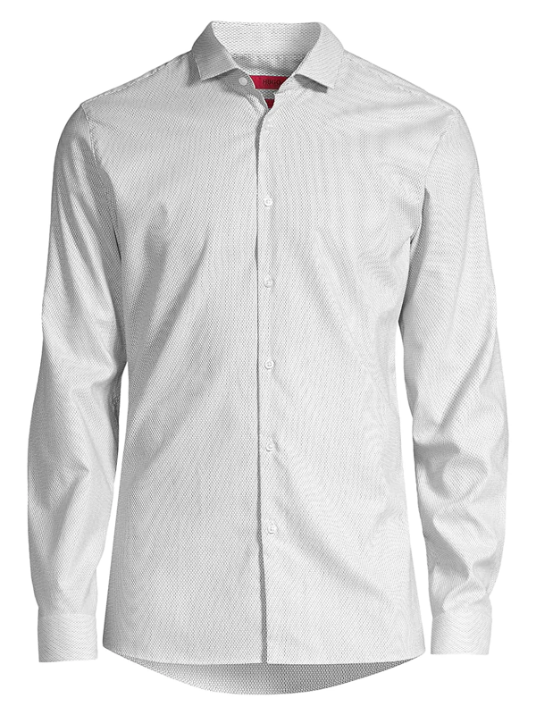 Hugo Erondo Extra Slim-fit Geometric Print Dress Shirt In White Black |  ModeSens