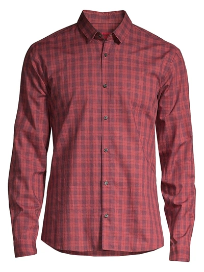 Shop Hugo Ero Relax-fit Plaid Shirt In Red