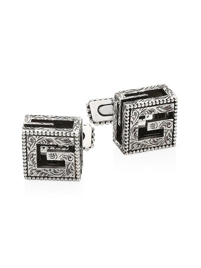 Shop Gucci Men's G Cube Cufflinks In Silver