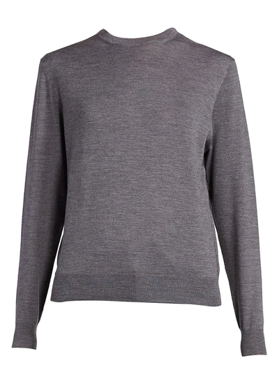 Shop Balenciaga Women's Wool Logo Back Crewneck Sweater In Heather Grey Black