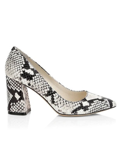 Shop Alice And Olivia Women's Demetra Snakeskin-embossed Leather Pumps In Natural