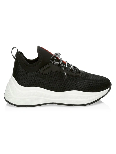 Shop Prada Women's Neoprene Sneakers In Black