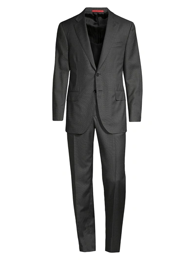 Shop Isaia Men's Regular-fit Classic Wool Suit In Grey