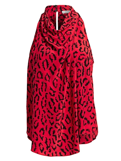 Shop A.l.c Women's Ella Leopard Sleeveless Silk Blouse In Red Black