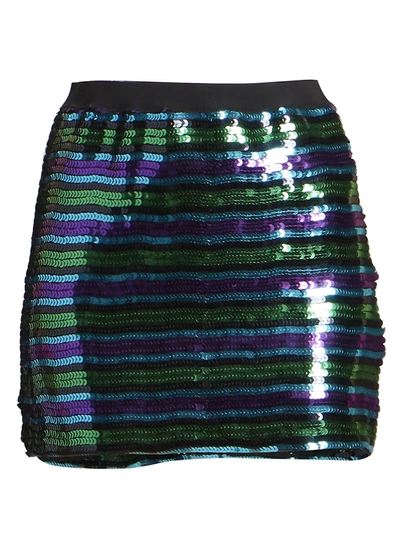 Shop The Marc Jacobs The Disco Sequin Stripe Mini Skirt In Purple Multi