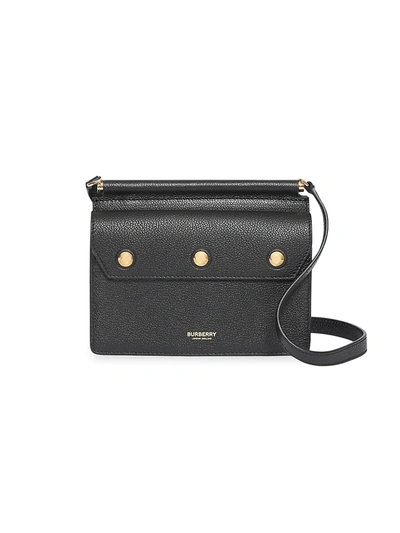 Shop Burberry Women's Mini Title Leather Crossbody Bag In Black